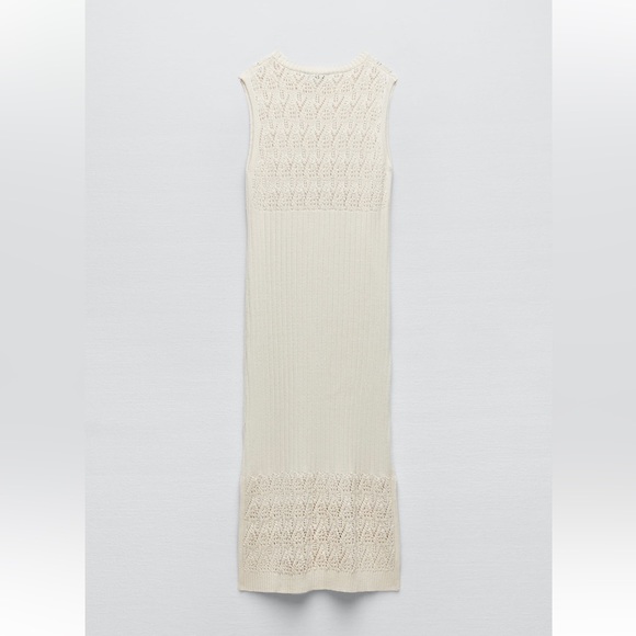 Zara SLEEVELESS KNIT DRESS. Ecru. Size M. New with Tags. - Picture 4 of 5